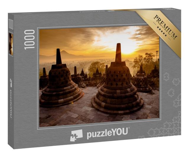 Puzzle 1000 Teile „Oben Borobudur-Tempel, Yogyakarta, Java, Indonesien“