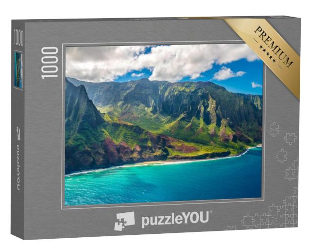 Puzzel 1000 stukjes „Uitzicht op de Napalikust op het eiland Kauai in Hawaï“