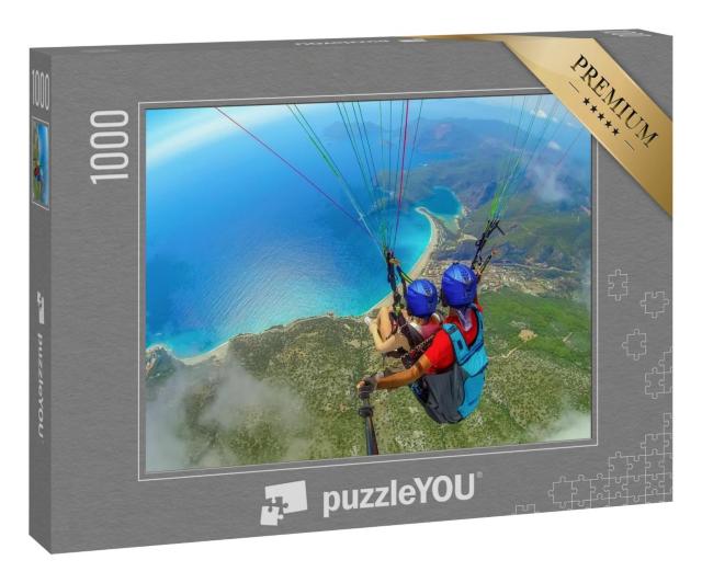 Puzzle 1000 Teile „Paraglider Tandemflug über der Blauen Lagune in Oludeniz, Türkei“