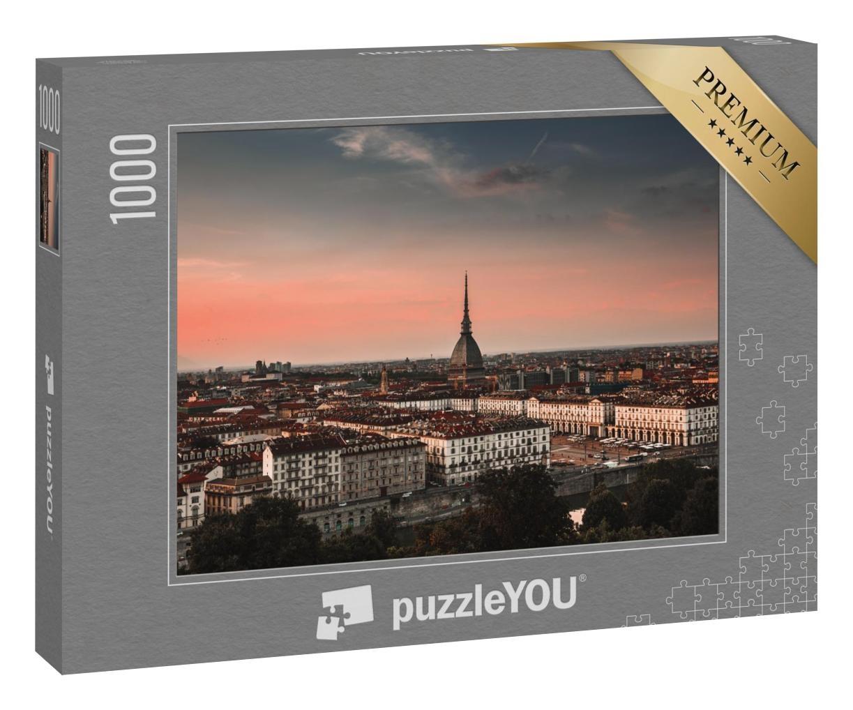 Puzzle 1000 Teile „Die Stadt Turin, ein Blick von der Spitze des Berges, Italien “