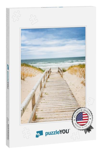 Wooden Footpath on Dune on Sylt. Entrance for the Beach... Jigsaw Puzzle