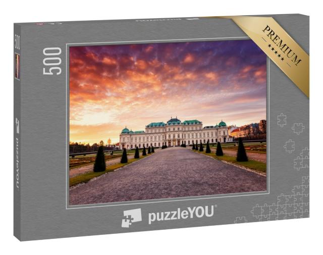 Puzzle 500 Teile „Sonnenaufgang am Schloss Belvedere in Wien, Österreich“