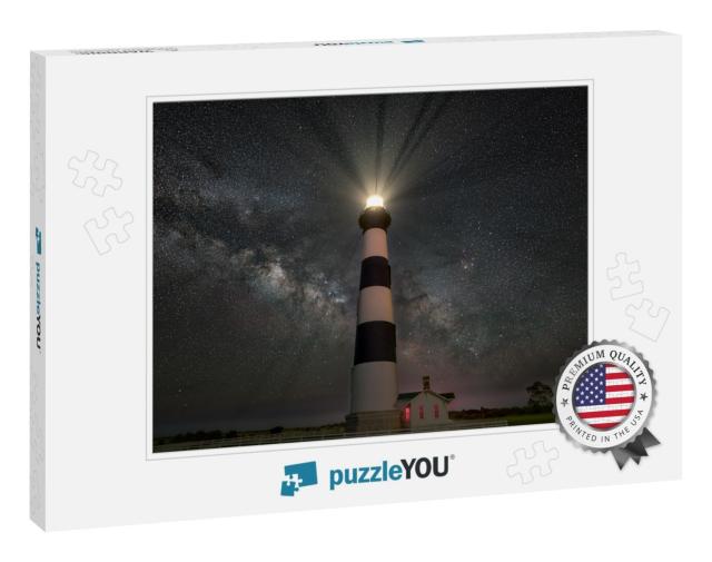 The Milky Way Photographed Behind Bodie Lighthouse in the... Jigsaw Puzzle