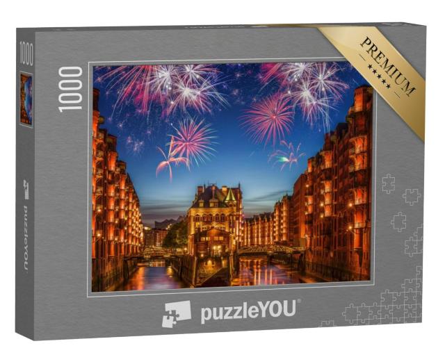 Puzzel 1000 stukjes „Vuurwerk boven Hamburg“