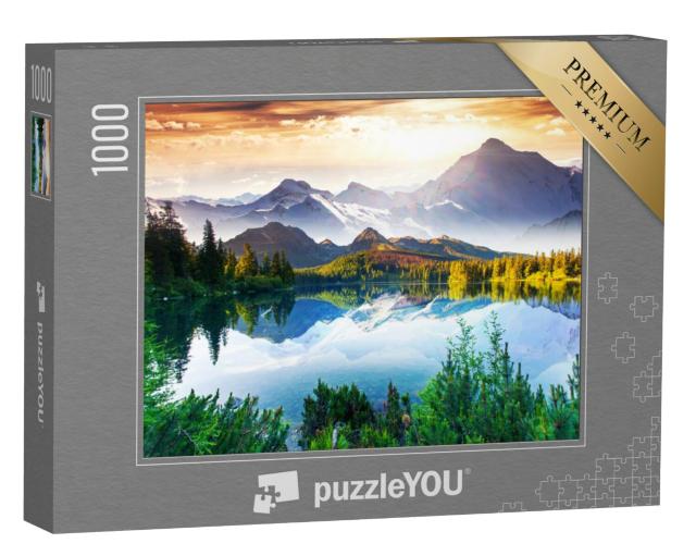 Puzzel 1000 stukjes „Zonnige dag bij een bergmeer“