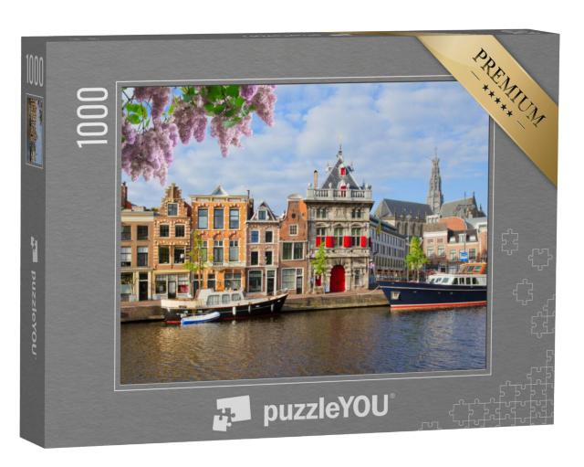 Puzzel 1000 stukjes „Gracht met historische huizen in oud Haarlem“