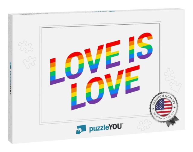 Pride Love is Love Rainbow Text Diagonal Isolated... Jigsaw Puzzle