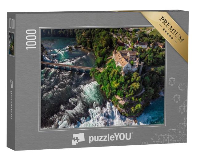 Puzzel 1000 stukjes „Adembenemend uitzicht op kasteel Laufen bij de Rijnwaterval in Schaffhausen, Zwitserland“