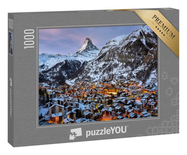Puzzle 1000 Teile „Luftaufnahme des Zermatter Tals und des Matterhorngipfels“