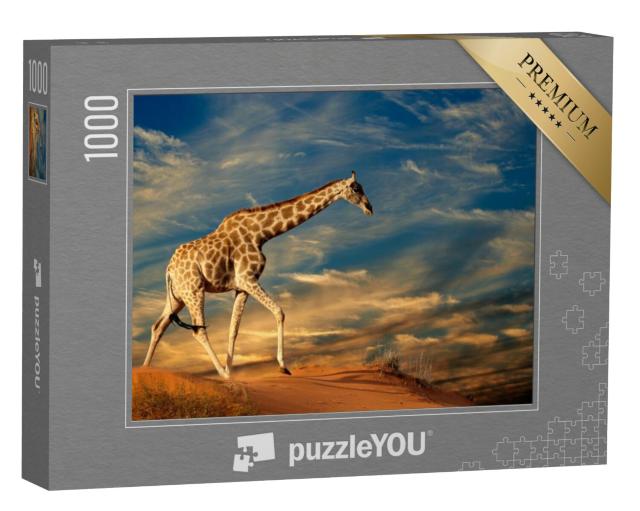 Puzzel 1000 stukjes „Giraffe op een zandduin in Zuid-Afrika“