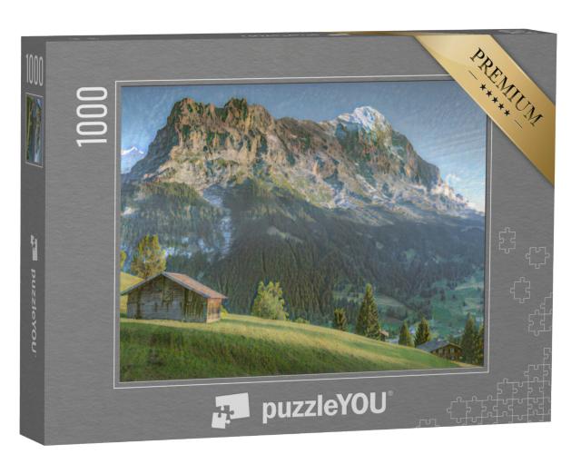 Puzzel 1000 stukjes „in de kunststijl van Claude Monet - Zwitsers Alpenlandschap voor de Eiger“