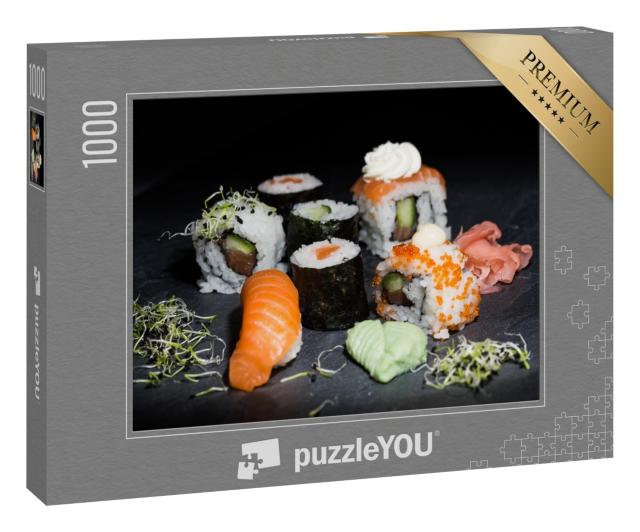 Puzzle 1000 Teile „Japanisches Sushi: Maki, Nigiri und Inside-Outside-Rollen“