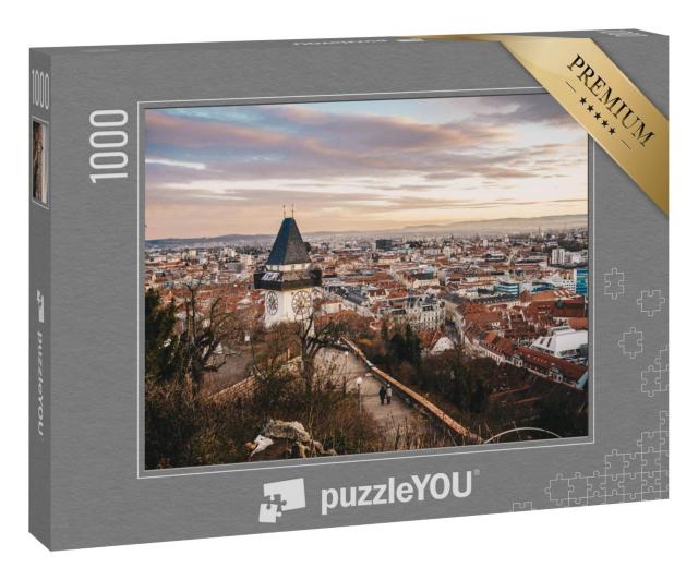 Puzzle 100 Teile „Österreich von oben: Sonnenuntergang in Graz“