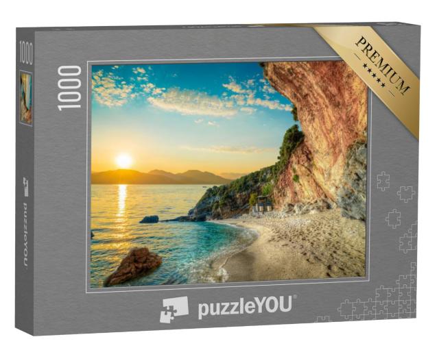 Puzzel 1000 stukjes „Prachtig landschap met strand en zee bij zonsopgang, Corfu, Griekenland“