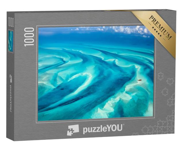 Puzzel 1000 stukjes „Bovenaanzicht van de zee van de Bahama-eilanden“