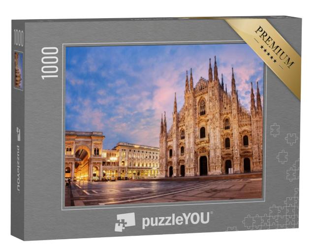 Puzzel 1000 stukjes „Kathedraal van Milaan: Duomo di Milano bij zonsopgang, Italië“