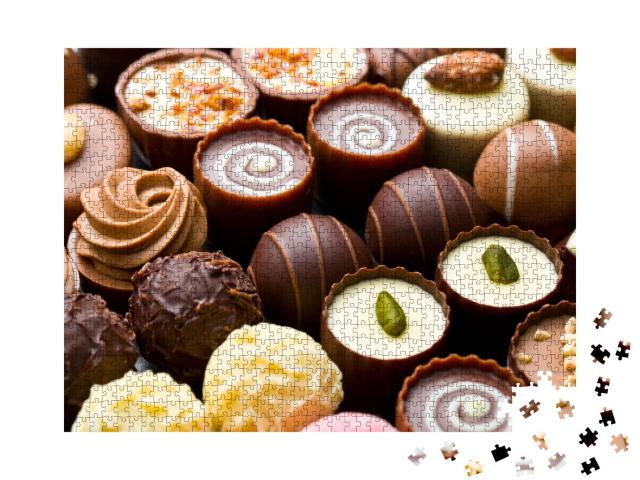 Puzzle 1000 Teile „Verführerische Schokoladenpralinen in köstlichen Sorten“