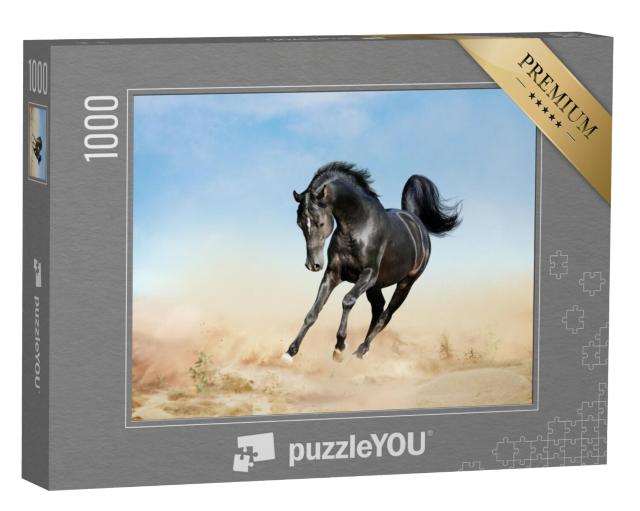 Puzzel 1000 stukjes „akhal-teke paard rent door woestijn“