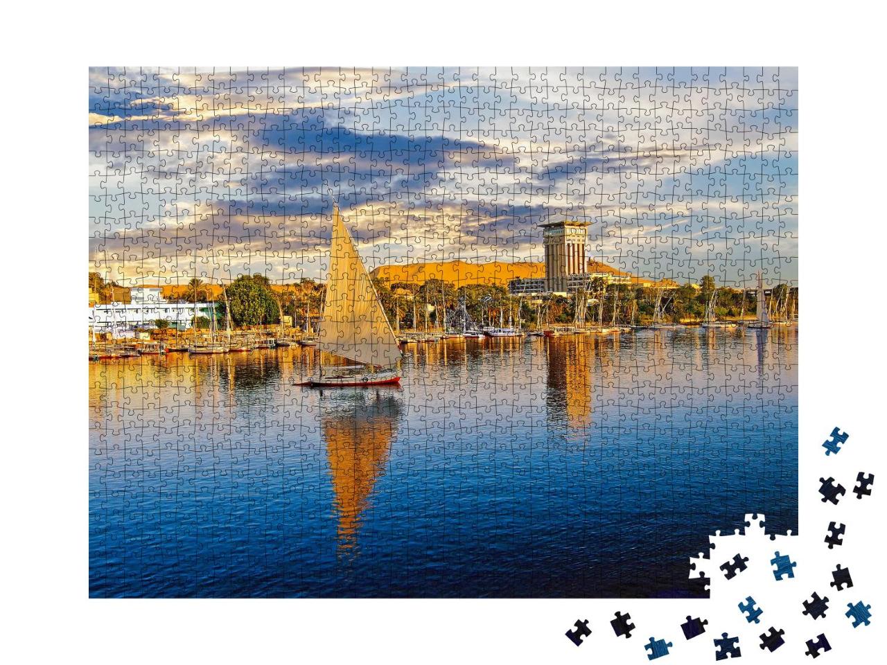 Puzzle 1000 Teile „Luxor am Nil ist ein beliebter Ort für Touristenboote“