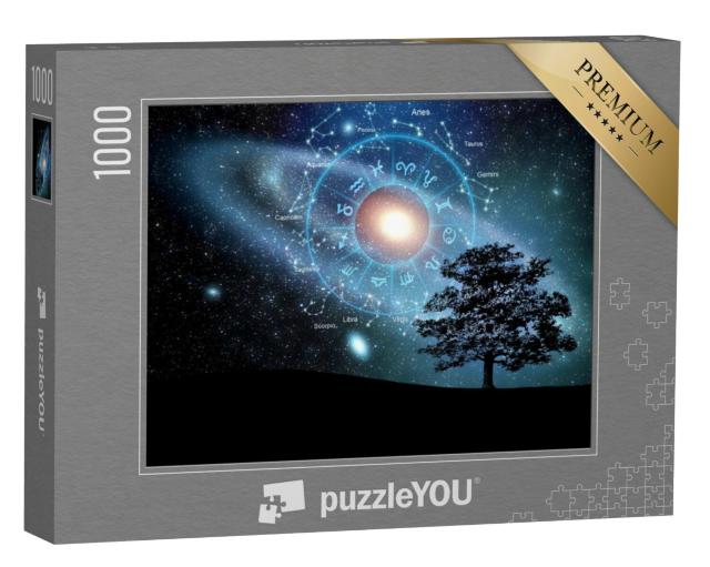 Puzzel 1000 stukjes „Dierenriemtekens binnen de horoscoopcirkel, horoscopen“