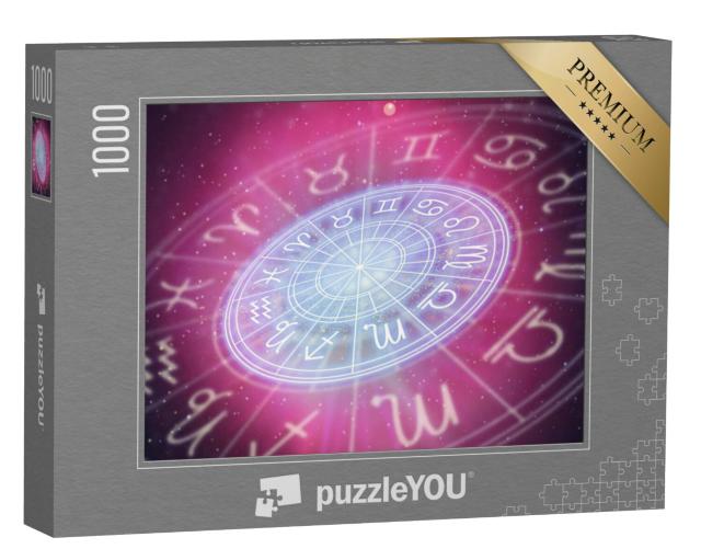 Puzzel 1000 stukjes „Astrologische tekens van de dierenriem, horoscoop, sterrenhemel“