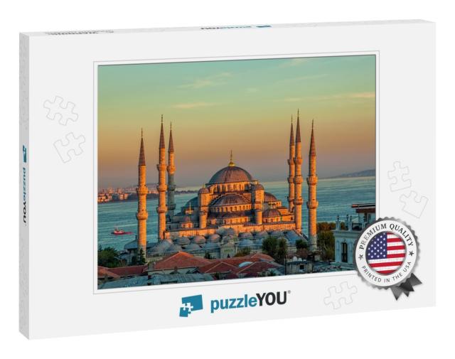 Blue Mosque in Glorious Sunset, Istanbul, Sultanahmet Par... Jigsaw Puzzle