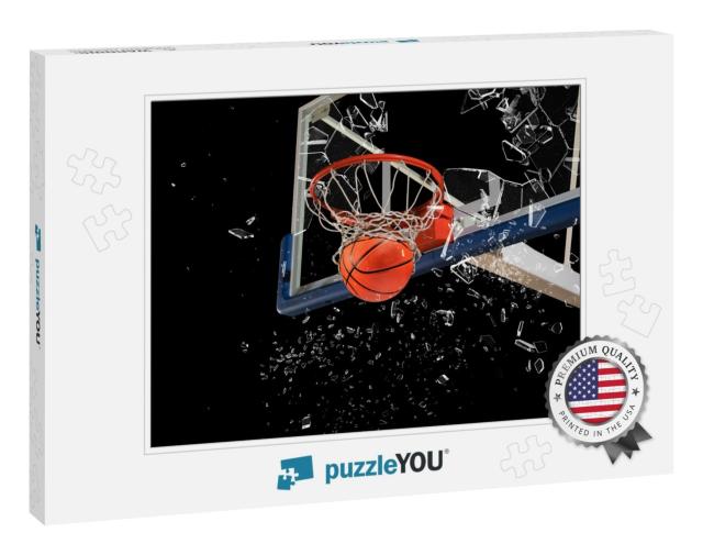 Shattered Backboard. Basketball Concept on Dark Backgroun... Jigsaw Puzzle