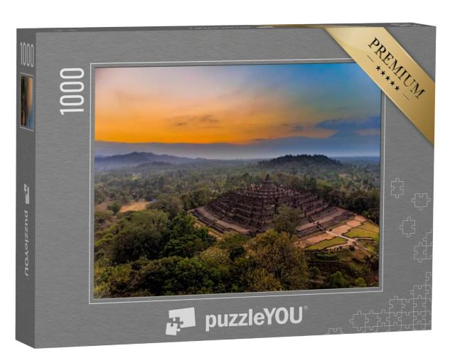 Puzzel 1000 stukjes „Prachtige luchtfoto van de Borobudur tempel, Java, Indonesië“