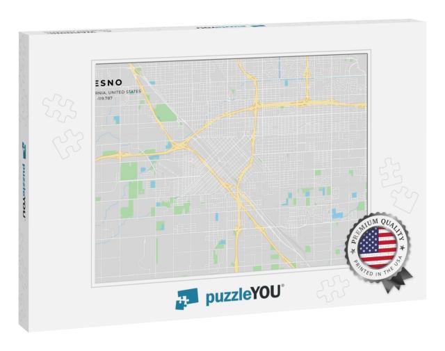 Printable Street Map of Fresno Including Highways, Major... Jigsaw Puzzle
