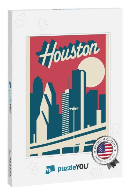 Houston Texas Skyline Postcard... Jigsaw Puzzle