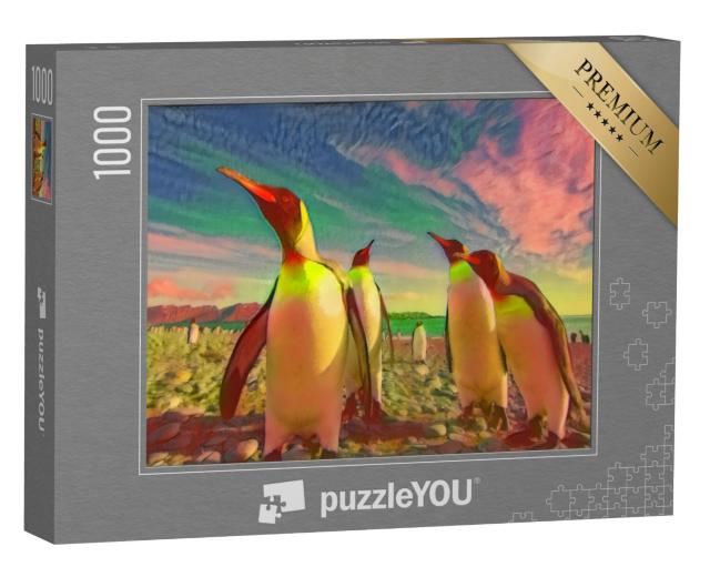 Puzzel 1000 stukjes „in de kunststijl van Franz Marc - Zomer in Antarctica“