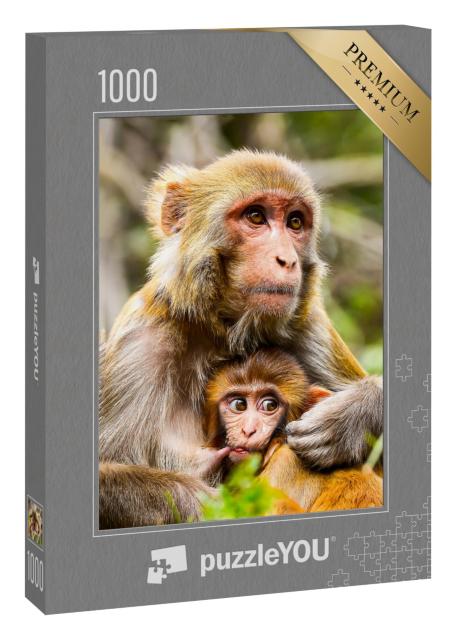 Puzzle 1000 Teile „Affenmutter mit Baby, Portrait“