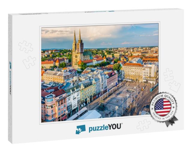 Aerial View At Capital Town of Croatia, Zagreb City Main... Jigsaw Puzzle