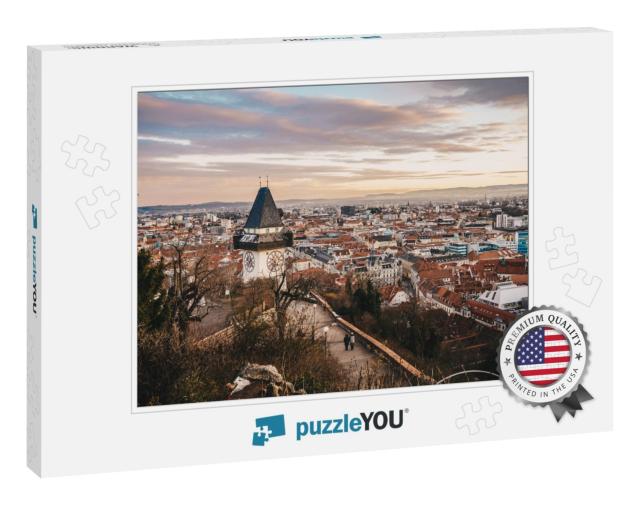 Graz from Above. Sunset in Graz, Austria... Jigsaw Puzzle
