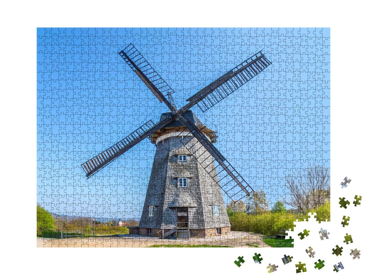 Puzzle 1000 Teile „Holländerwindmühle von Benz auf der Insel Usedom, Ostsee, Deutschland“