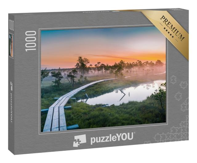 Puzzle 1000 Teile „Sonnenaufgang über einem nebligen Sumpf, Kemeri Nationalpark, Lettland“