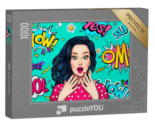 Puzzel 1000 stukjes „Verraste vrouw in pop-artstijl“