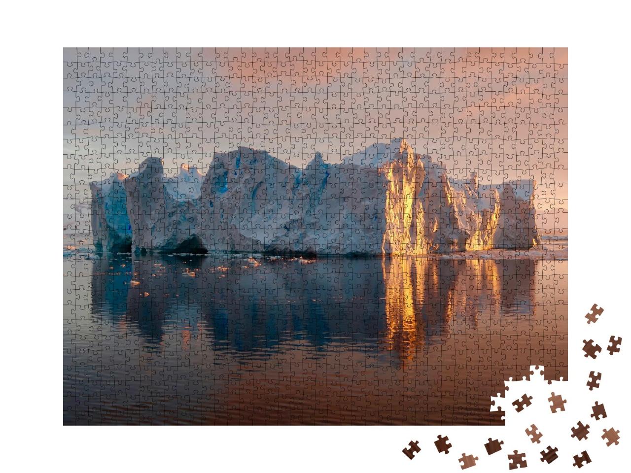 Puzzle 1000 Teile „Schöner Eisberg, der sich im Wasser spiegelt, Antarktis“