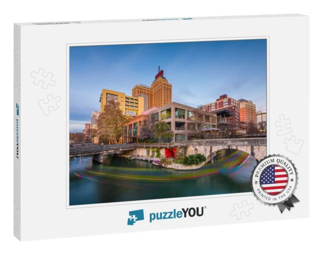 San Antonio, Texas, USA Skyline on the River Walk At Dusk... Jigsaw Puzzle