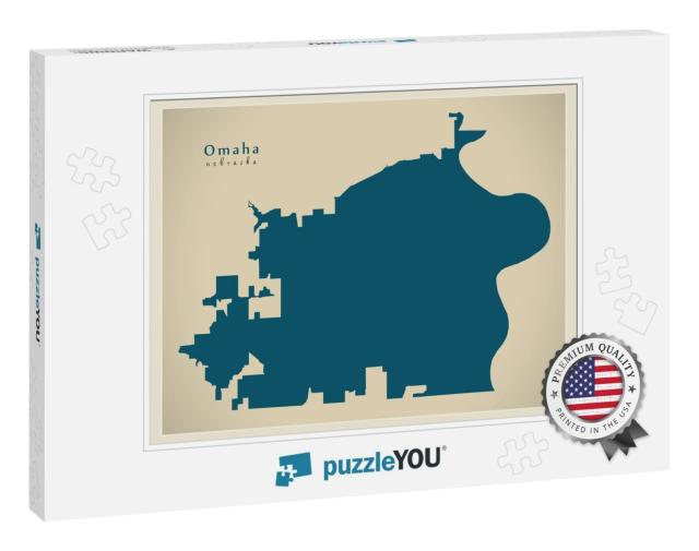Modern Map - Omaha Nebraska City of the Usa... Jigsaw Puzzle