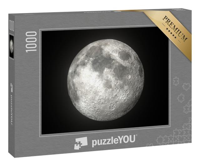 Puzzle 1000 Teile „Leuchtender Mond vor schwarzem Hintergrund“
