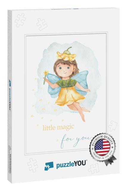 Little Garden Fairy with a Magic Wand Watercolor P... Jigsaw Puzzle