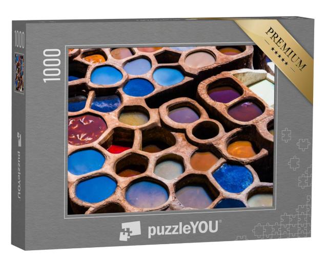 Puzzel 1000 stukjes „Schitterende handgemaakte kleuren in Fez, Marokko“