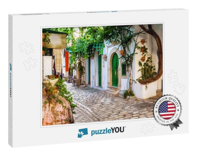 One of Beautiful Streets of Medina in Mahdia. Tunisia... Jigsaw Puzzle