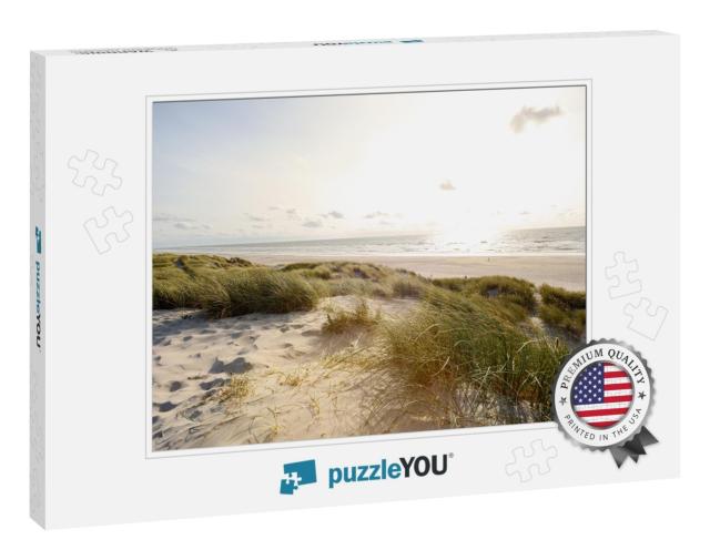 View to Beautiful Landscape with Beach & Sand Dunes Near... Jigsaw Puzzle