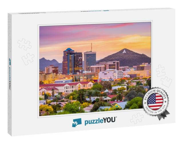 Tucson, Arizona, USA Downtown Skyline with Sentinel Peak A... Jigsaw Puzzle
