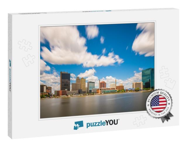 Toledo, Ohio, USA Downtown Skyline on the Maumee River... Jigsaw Puzzle