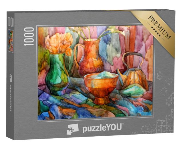 Puzzel 1000 stukjes „Stilleven met verschillende schepen“