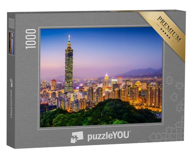 Puzzel 1000 stukjes „Taipei skyline bij schemering“