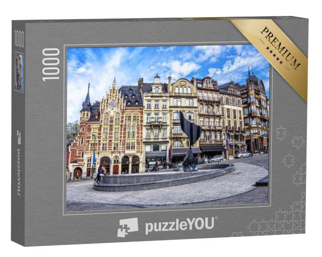 Puzzel 1000 stukjes „Traditionele gebouwen en huizen van Brussel, België“